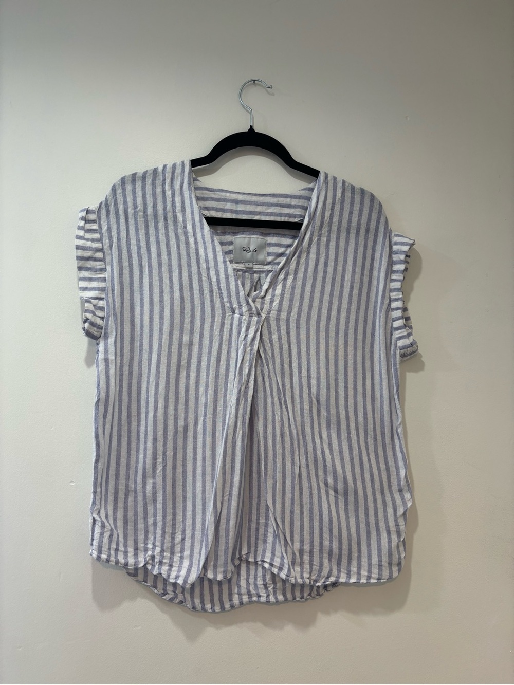 Rails white and blue vertical striped blouse